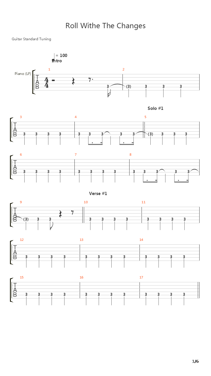 Roll With The Changes吉他谱
