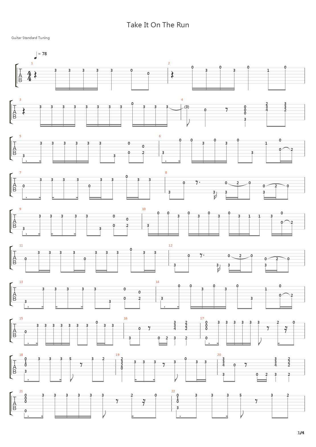 Take It On The Run吉他谱