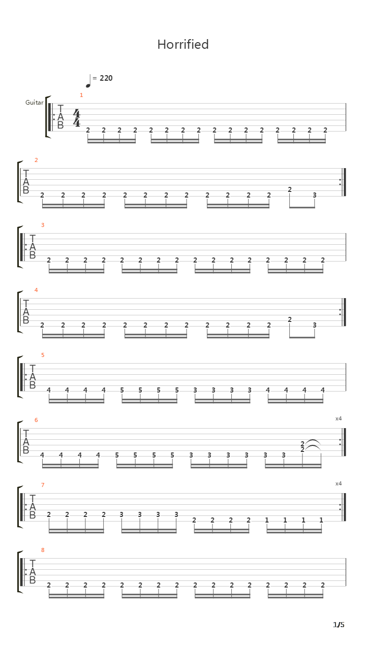 Horrified吉他谱