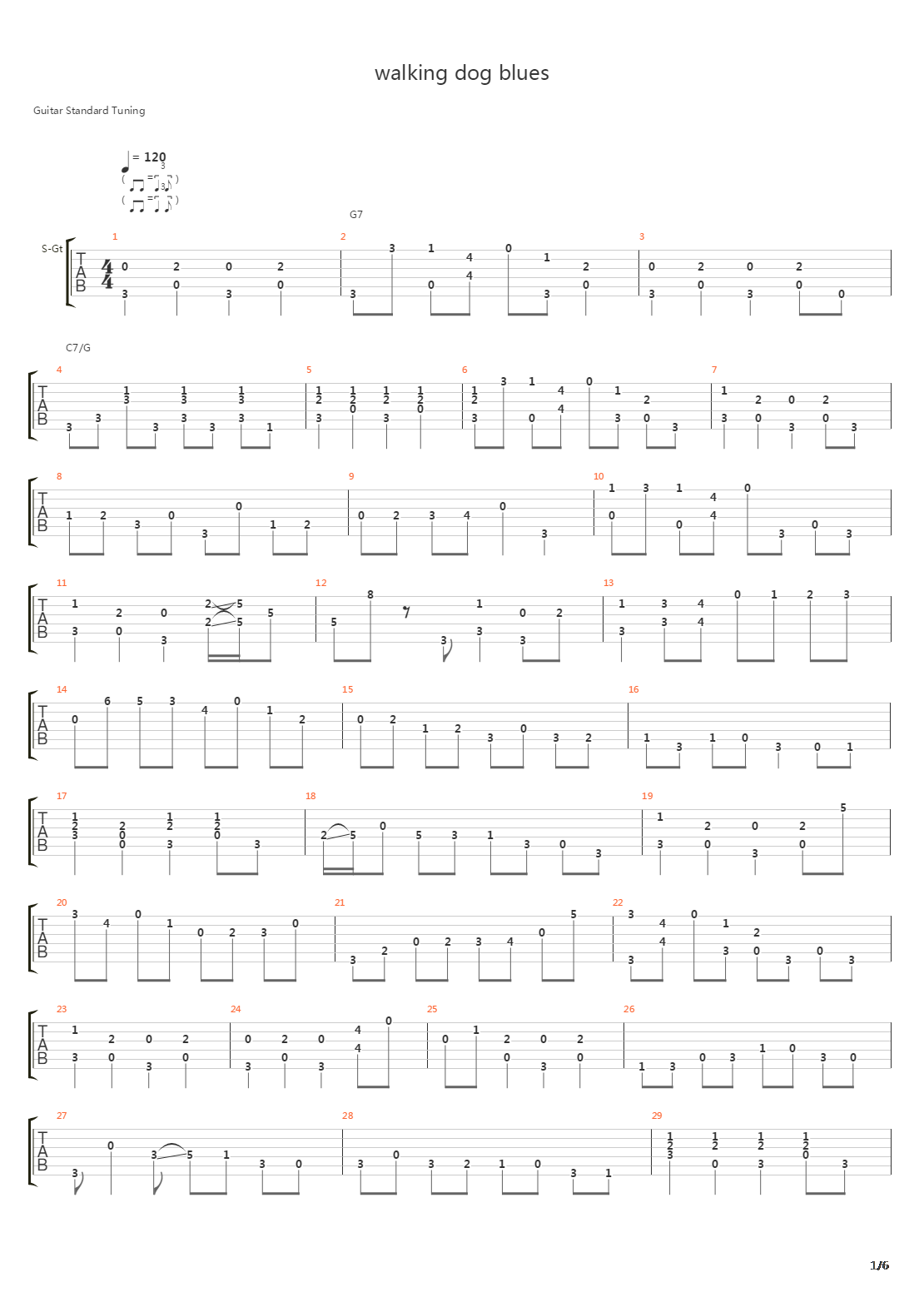 Walking Dog Blues吉他谱