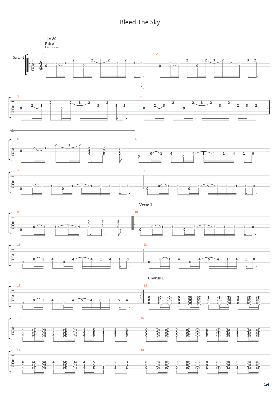 Bleed The Sky吉他谱