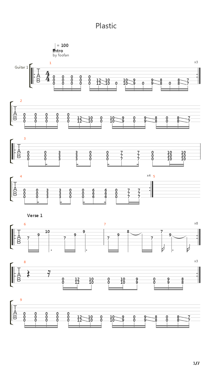 Plastic吉他谱
