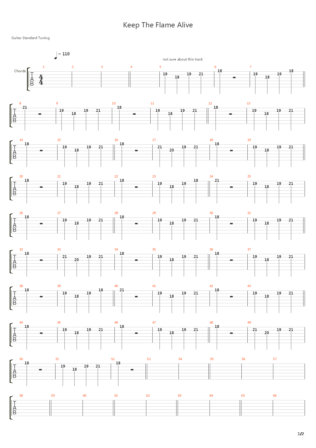 Keep The Flame Alive吉他谱