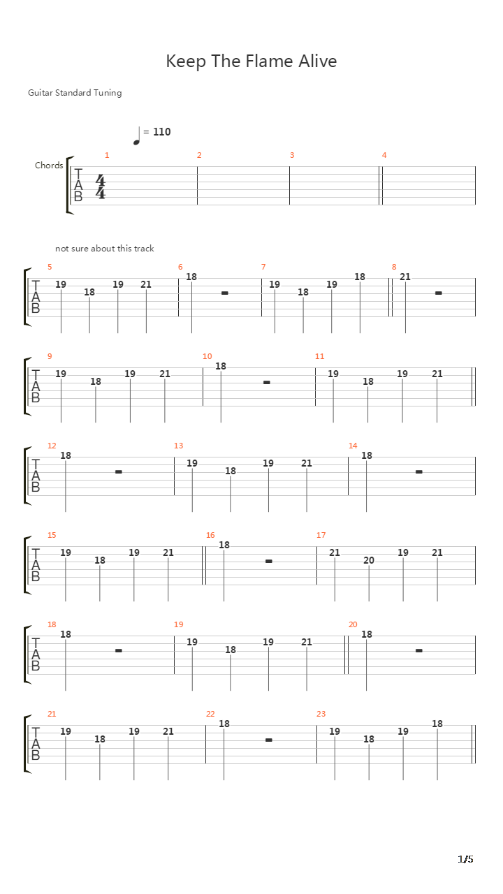 Keep The Flame Alive吉他谱