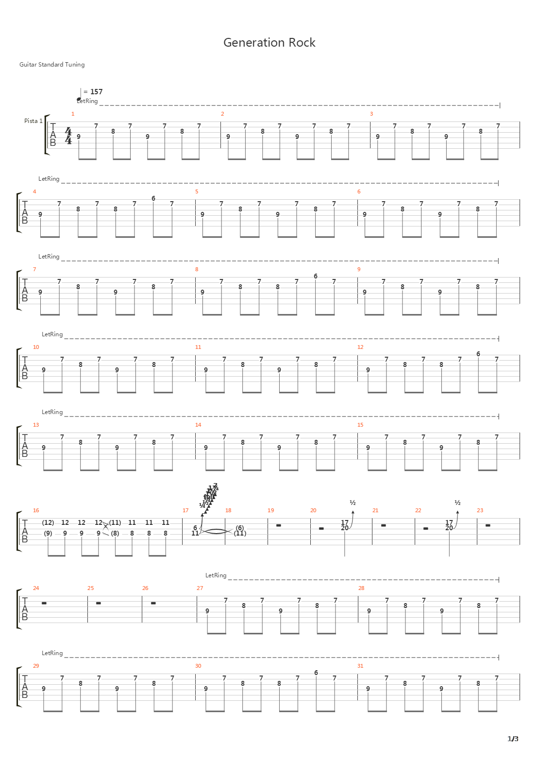 Generation Rock吉他谱