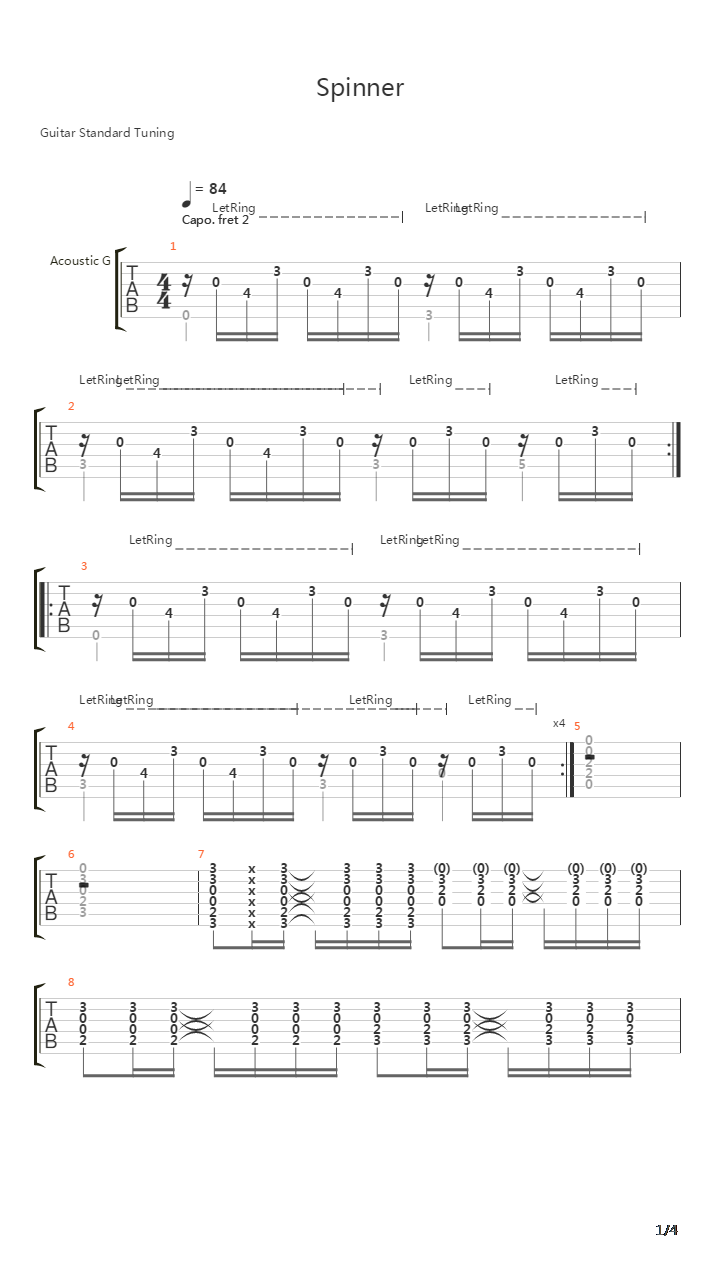 Spinner吉他谱