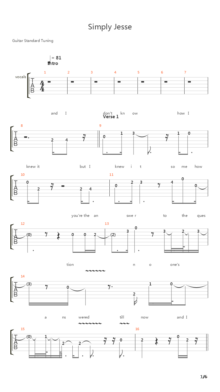 Simpy Jesse吉他谱