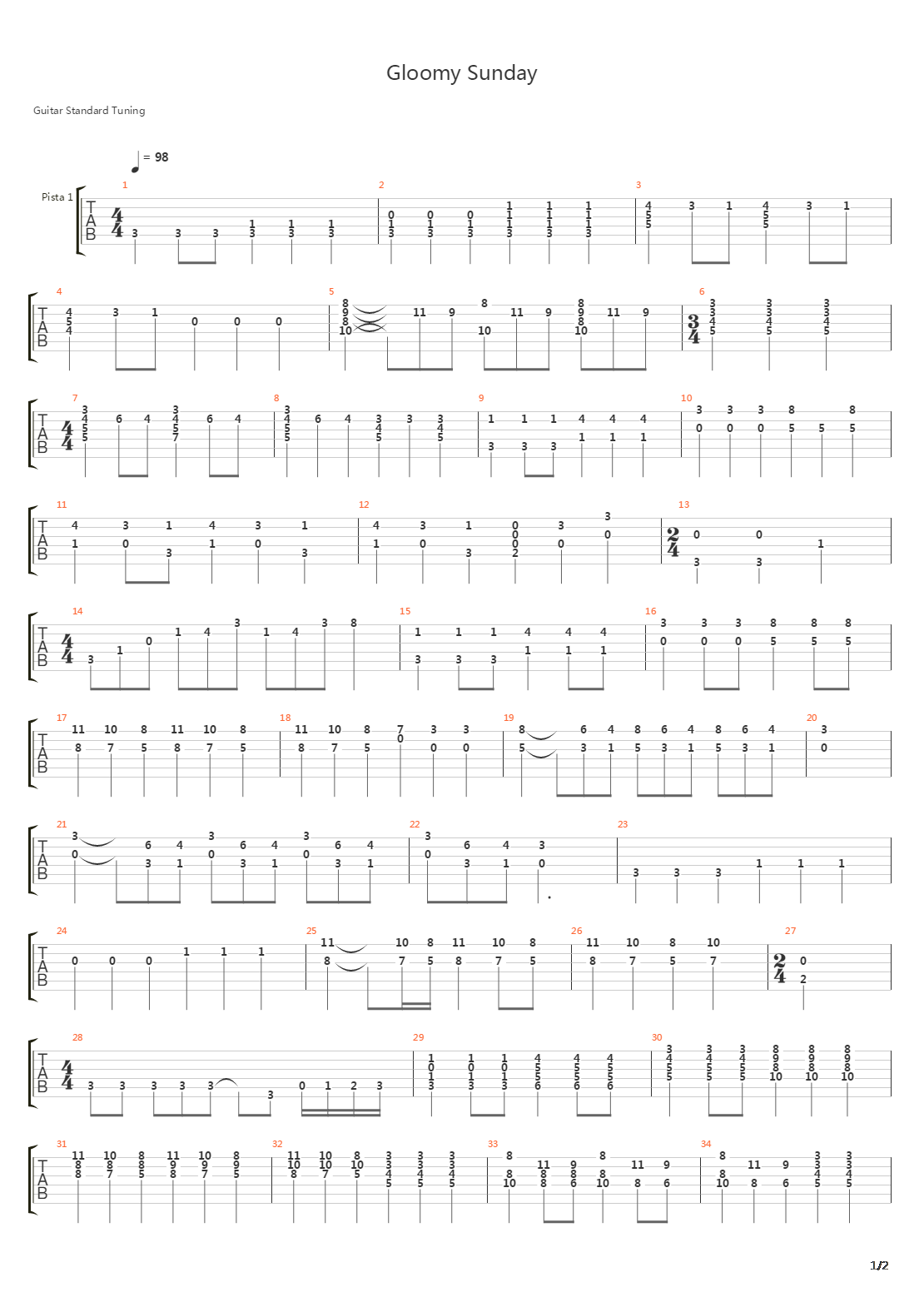 Gloomy Sunday吉他谱