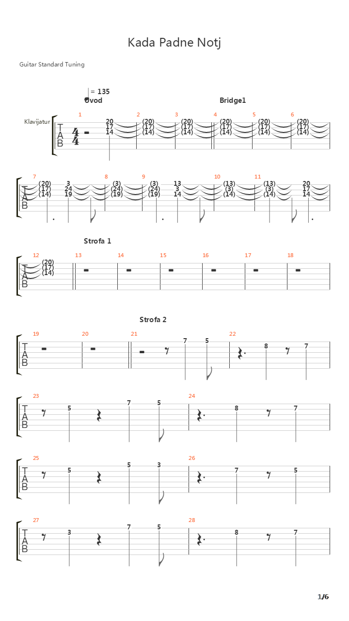 Kada Padne Noc吉他谱