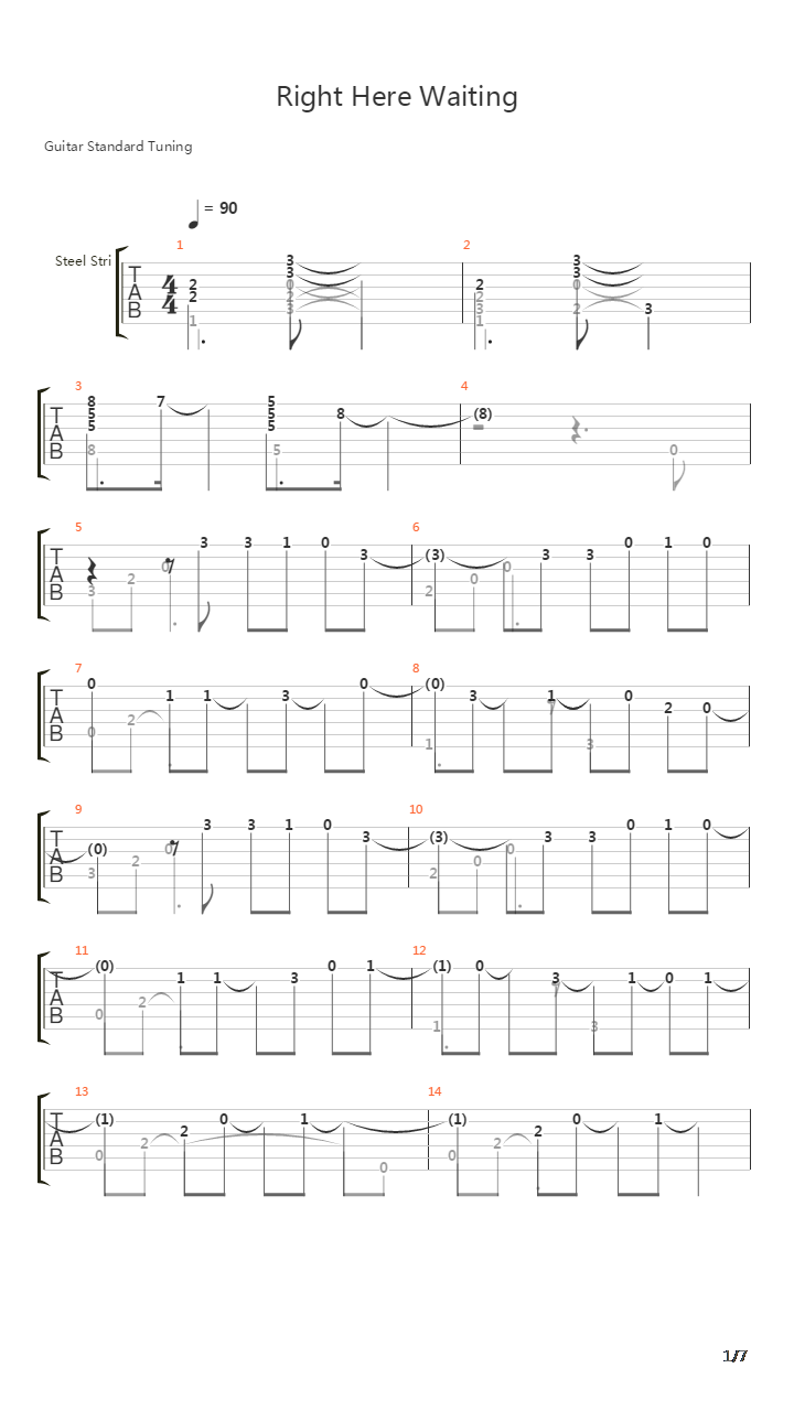 Right Here Waiting Acoustic吉他谱