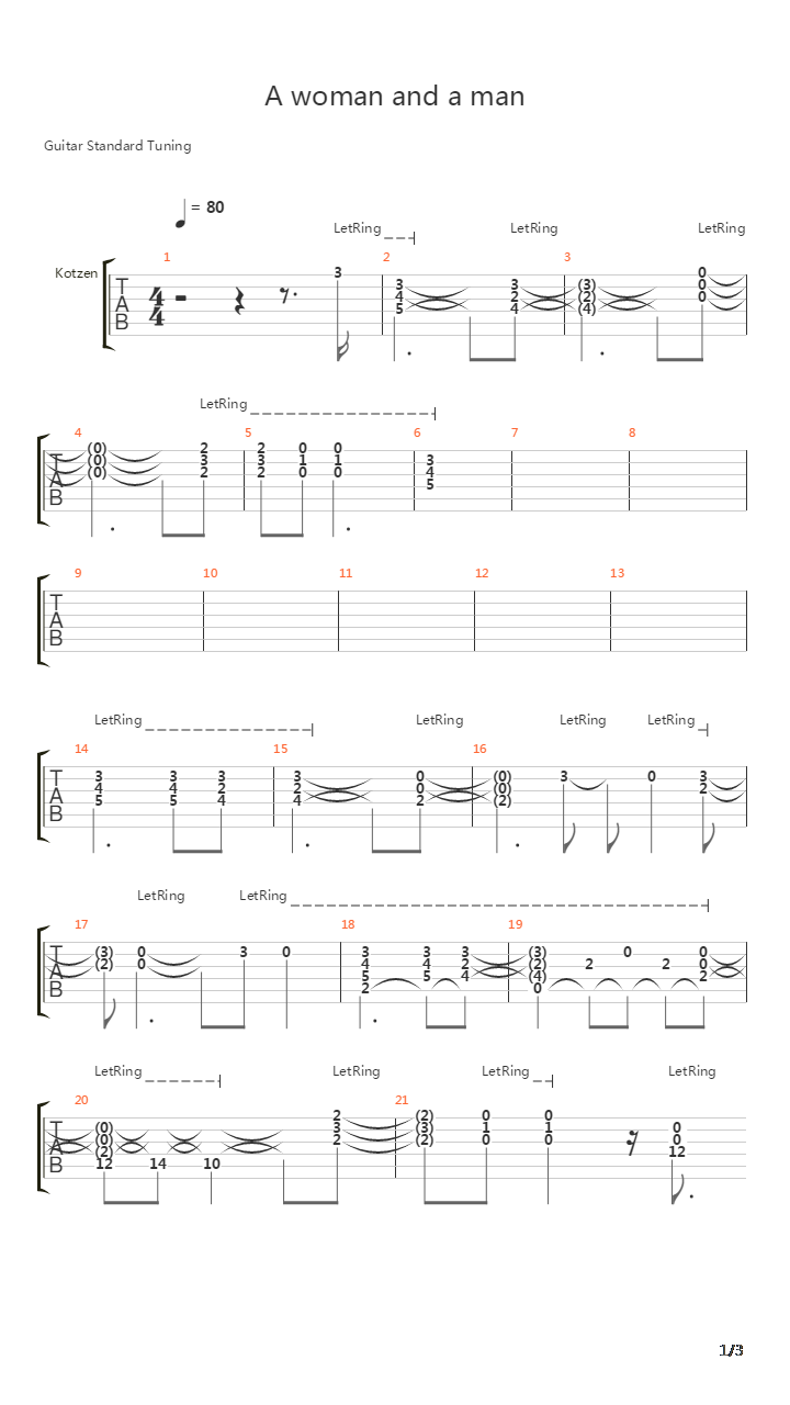 A Woman And A Man吉他谱