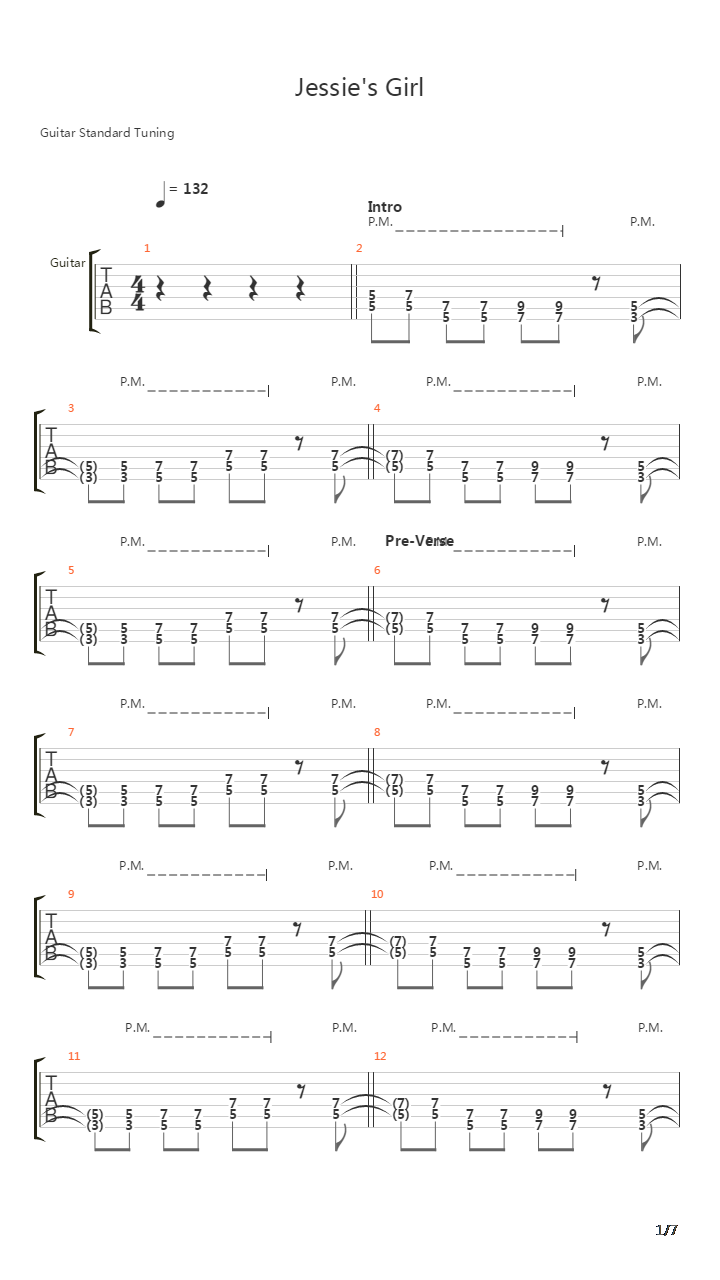 Jessies Girl吉他谱