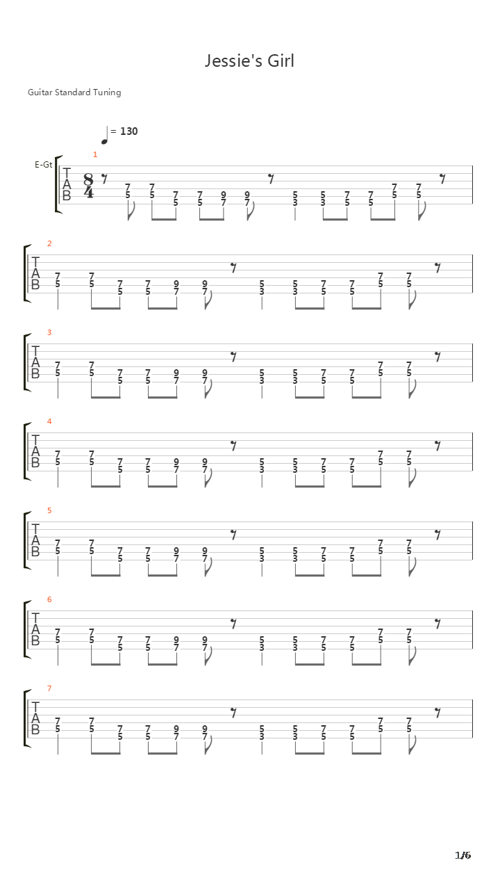 Jessies Girl吉他谱