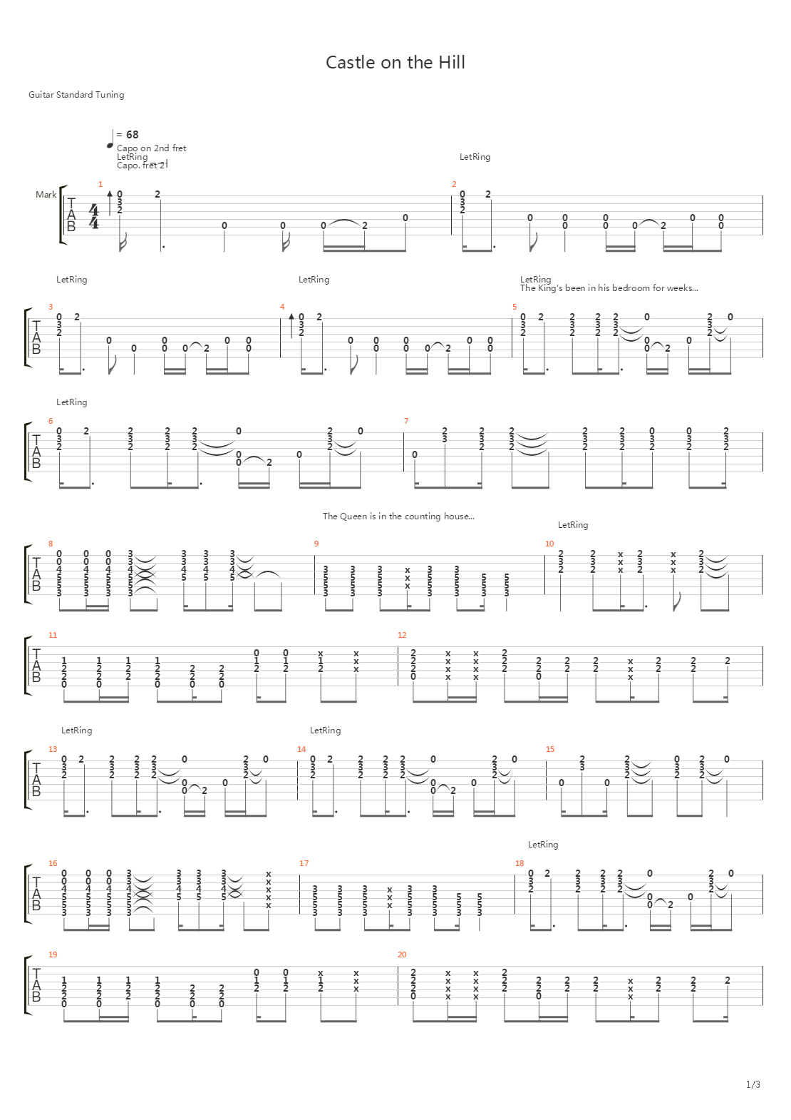 Castle On The Hill吉他谱