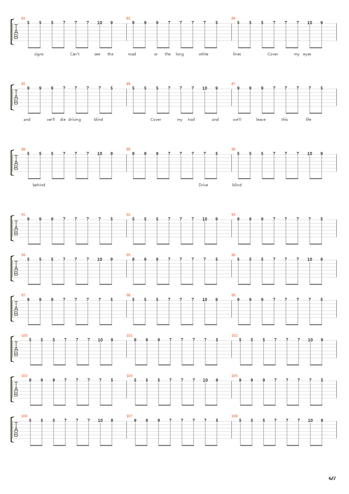 Drive Blind吉他谱