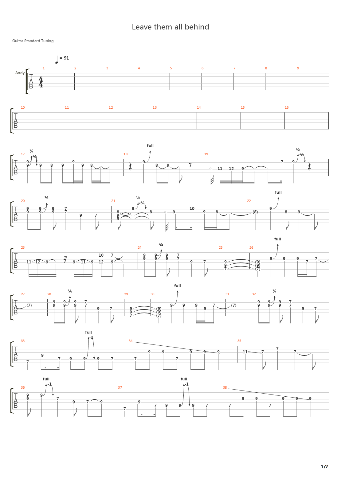 Leave Them All Behind吉他谱