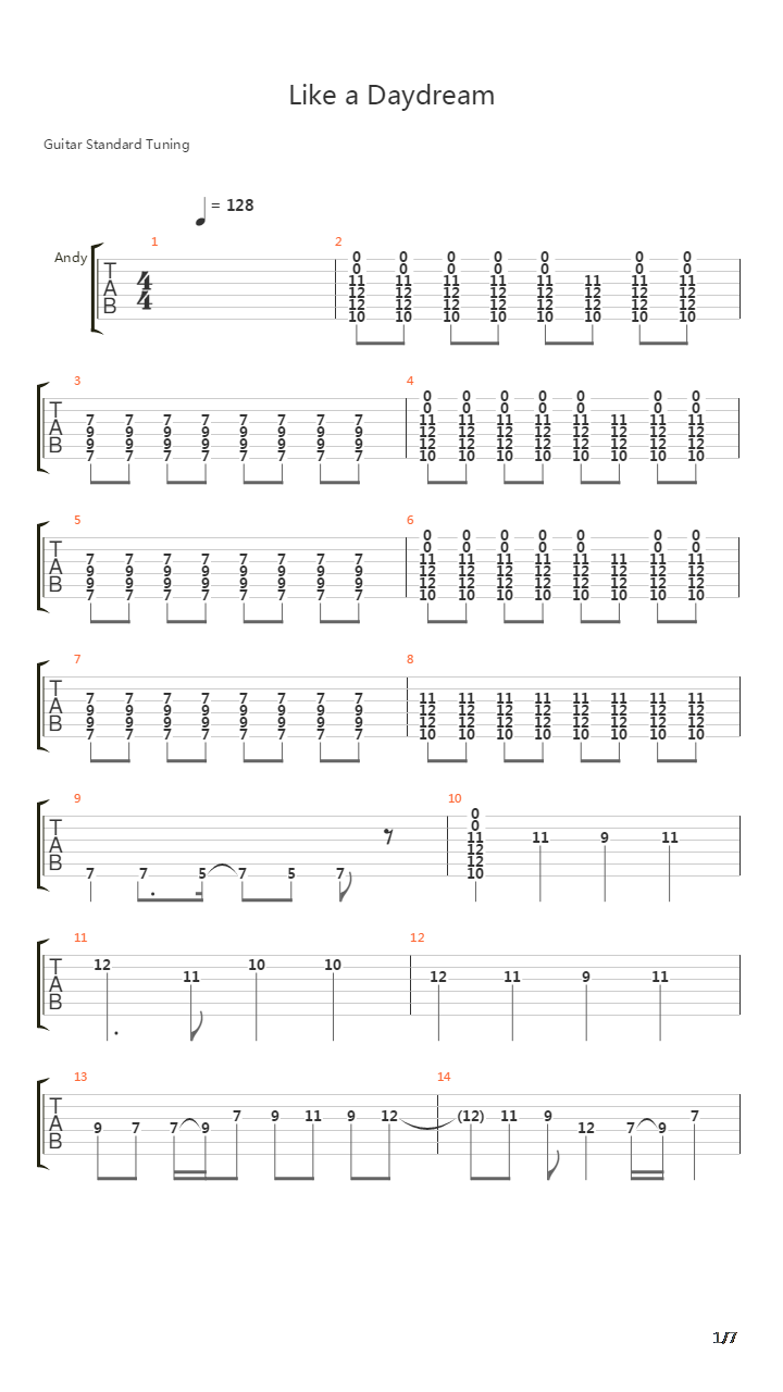 Like A Daydream吉他谱
