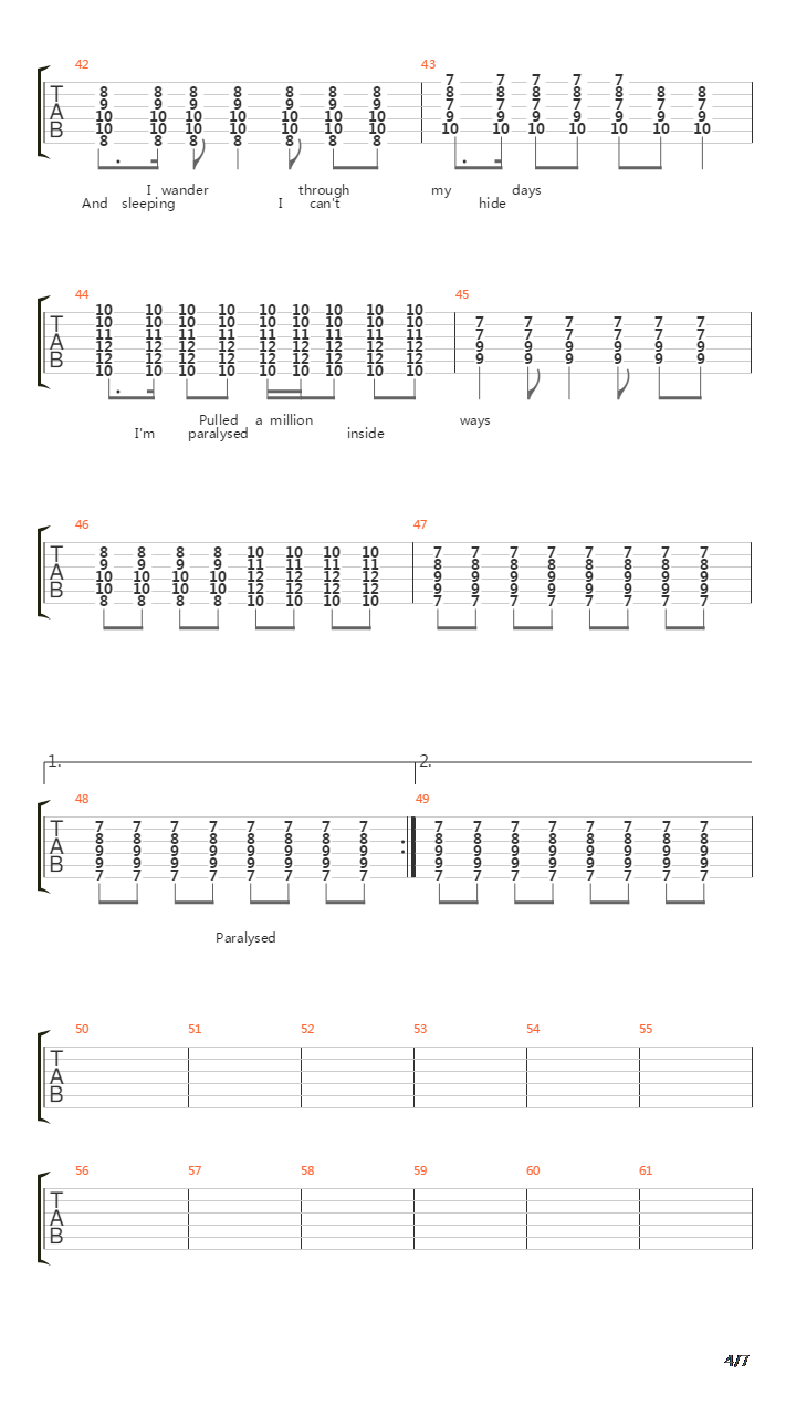 Paralysed吉他谱
