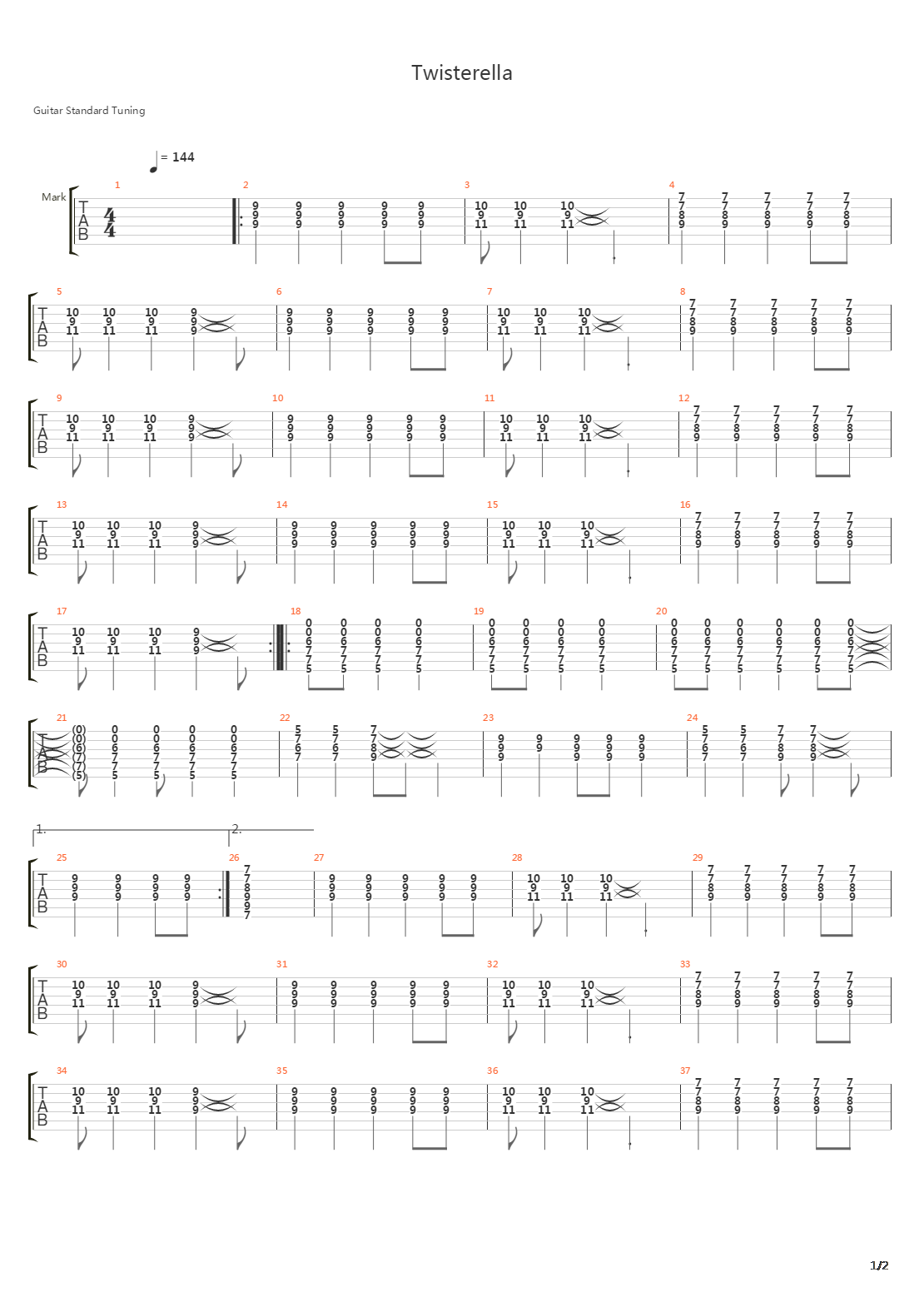 Twisterella吉他谱