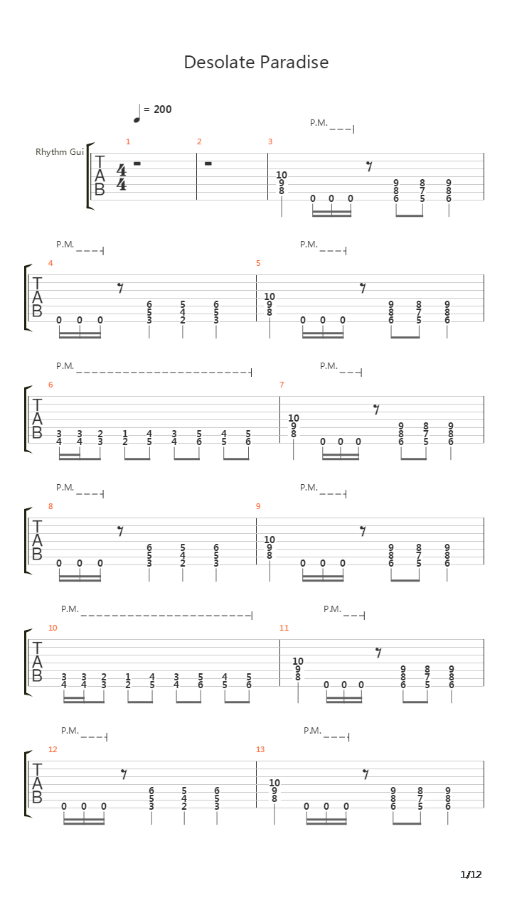 Desolate Paradise吉他谱