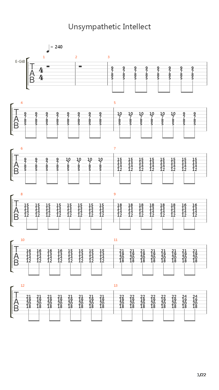 Unsympathetic Intellect吉他谱