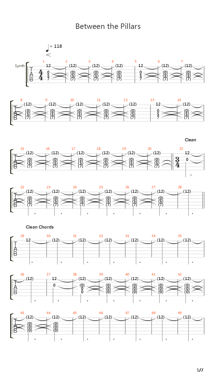 Between The Pillars吉他谱