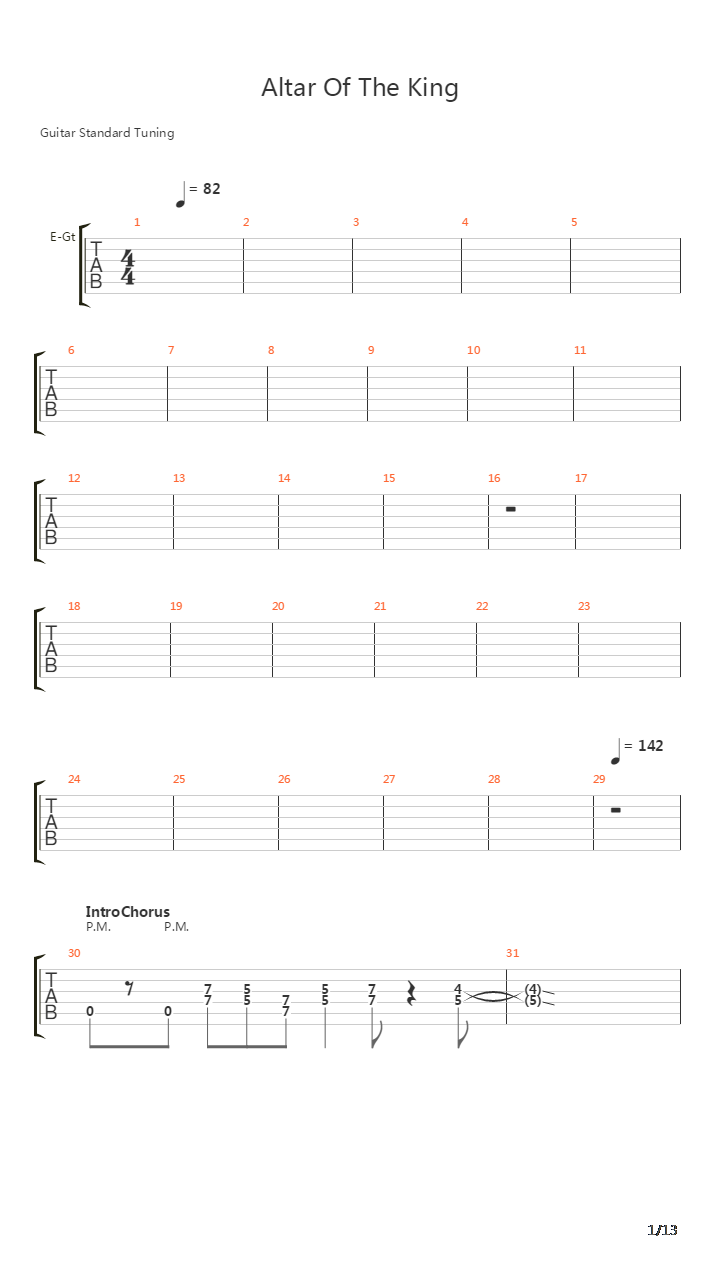 Altar Of The King吉他谱