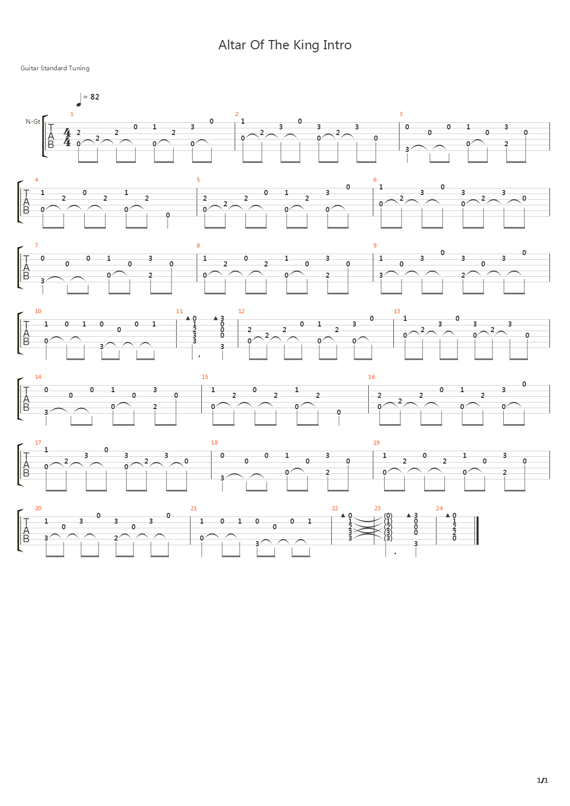 Altar Of The King吉他谱