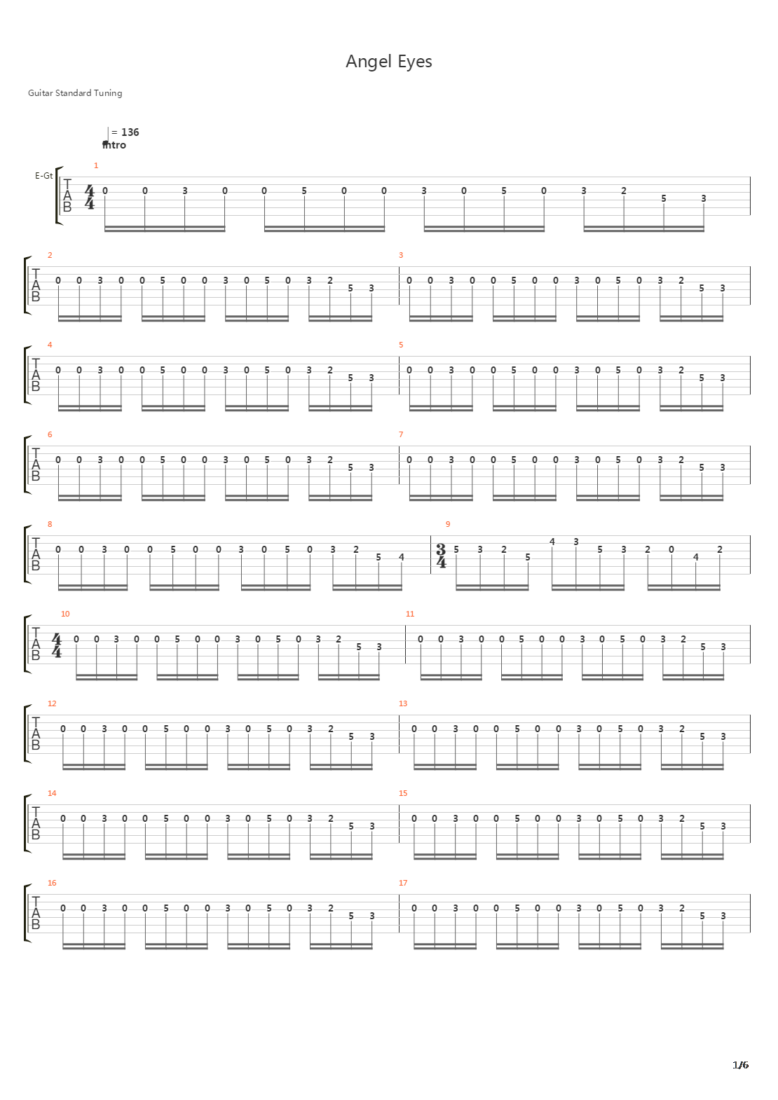 Angel Eyes吉他谱