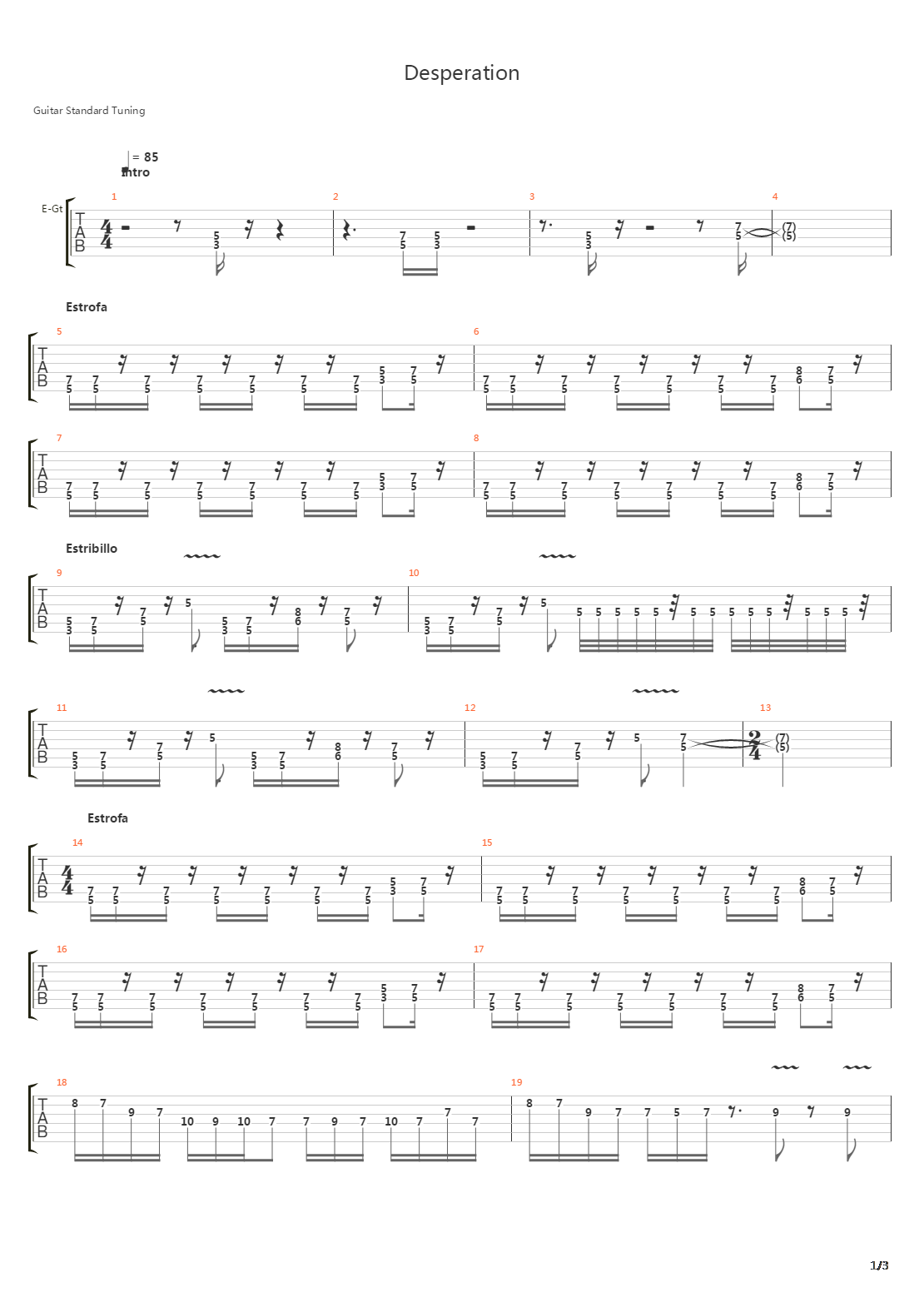 Desperation吉他谱