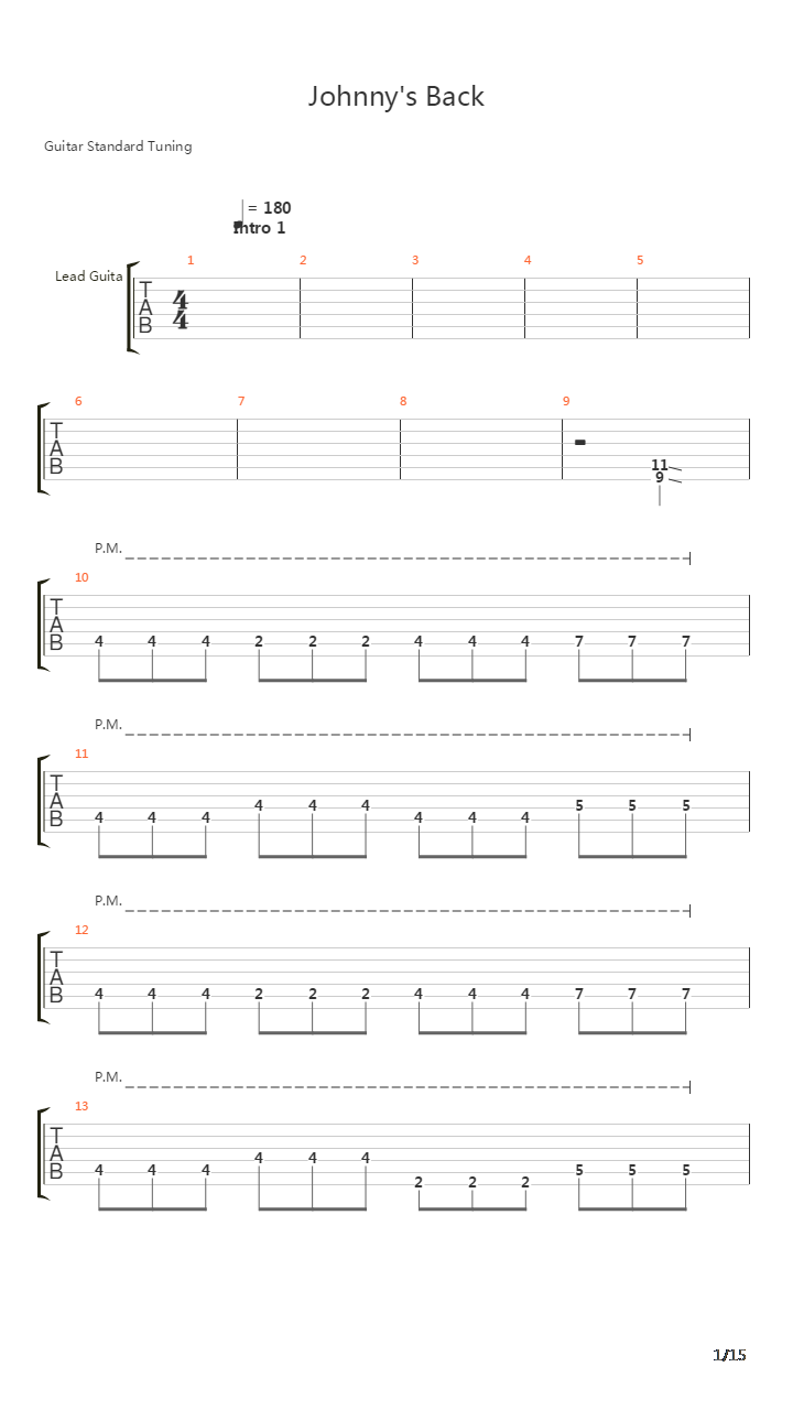 Johnnys Back吉他谱