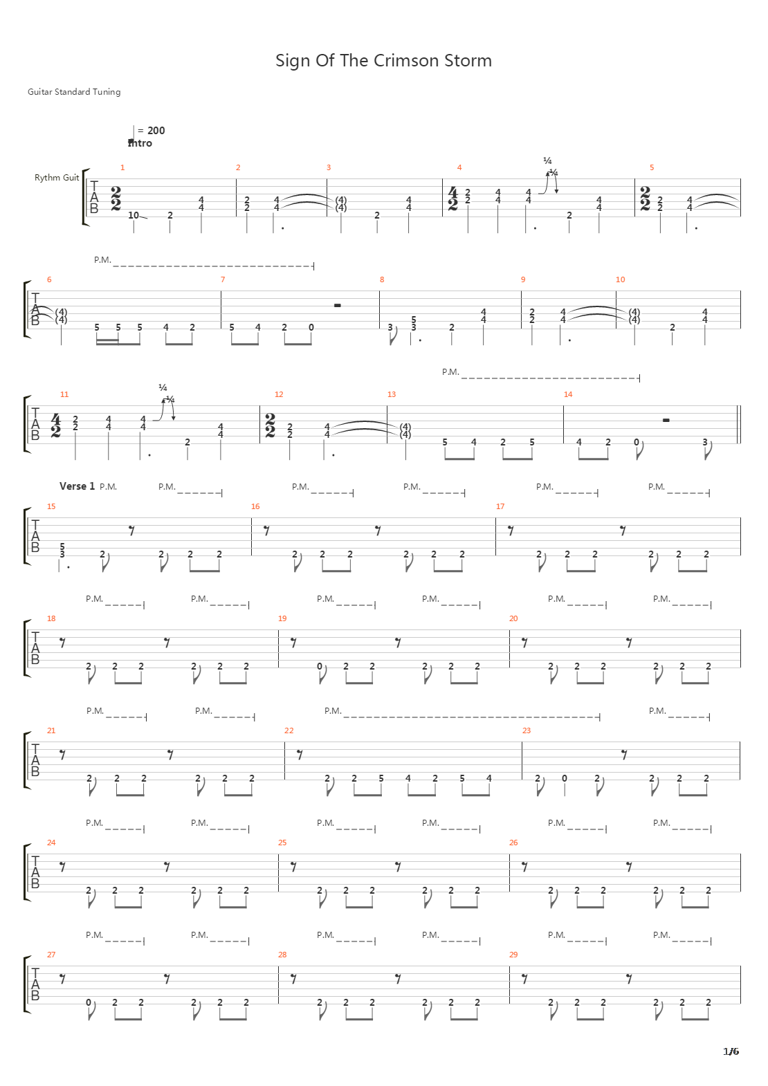 Sign Of The Crimson Storm吉他谱