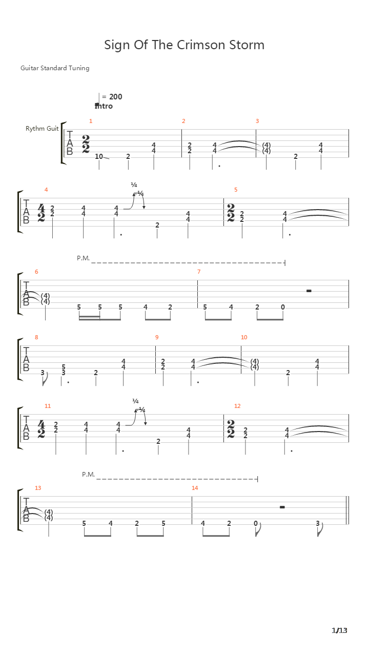 Sign Of The Crimson Storm吉他谱