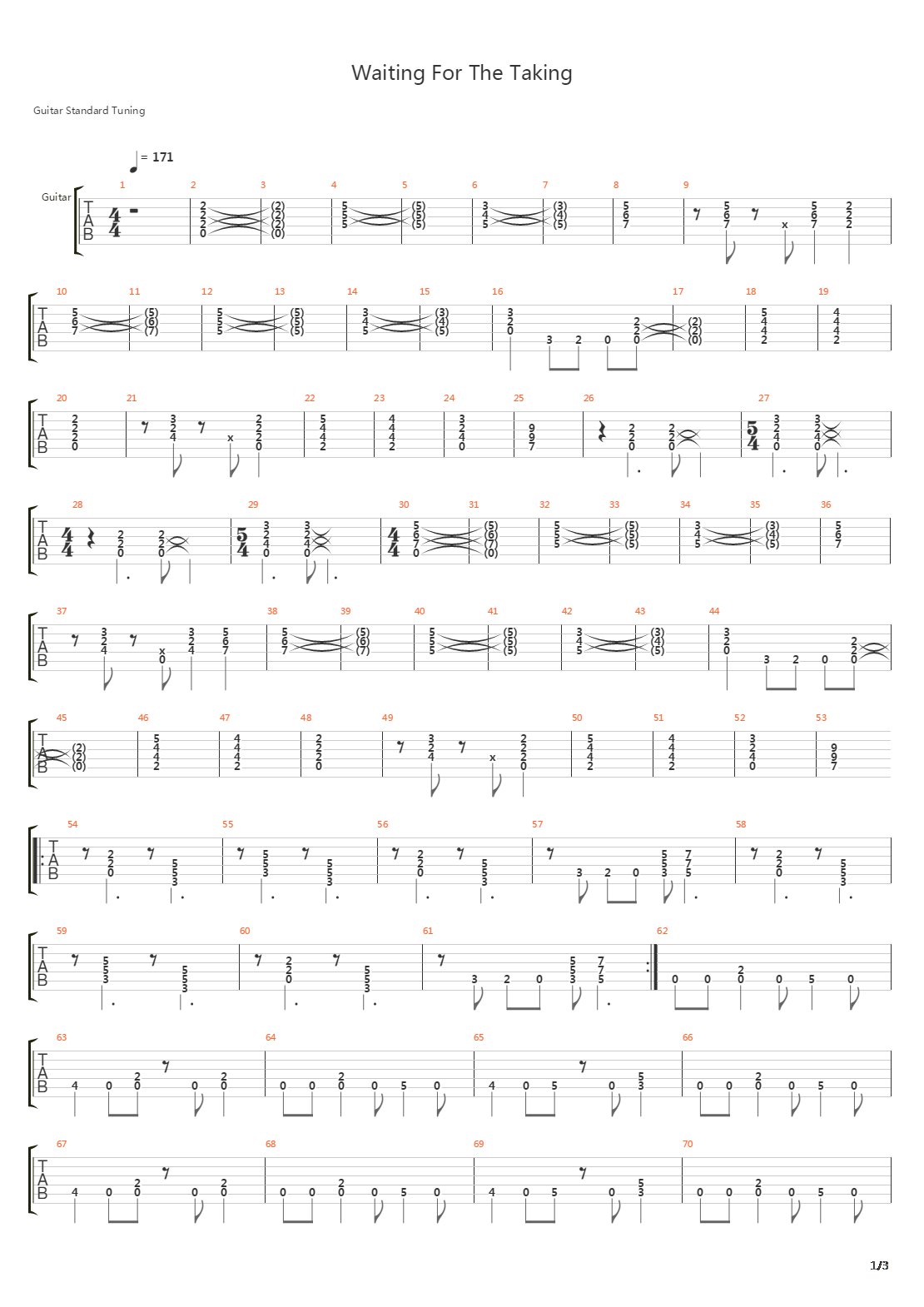 Waiting For The Taking吉他谱