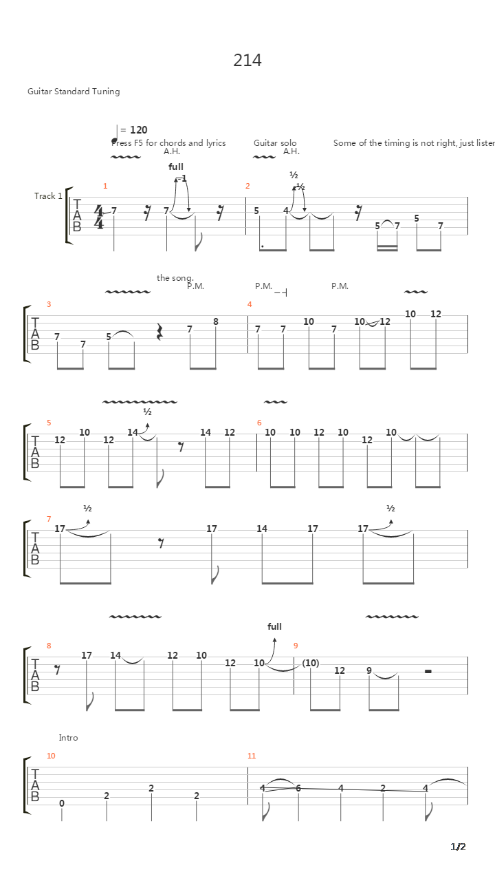 214吉他谱