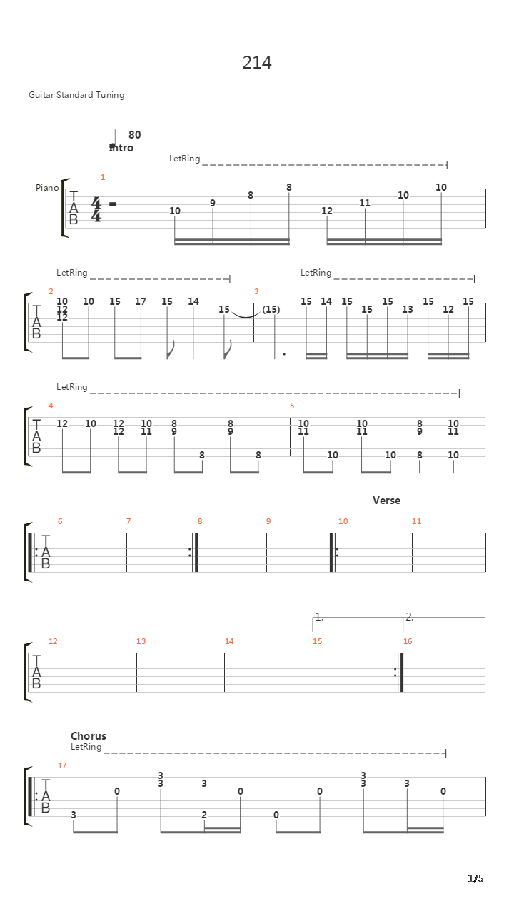 214吉他谱