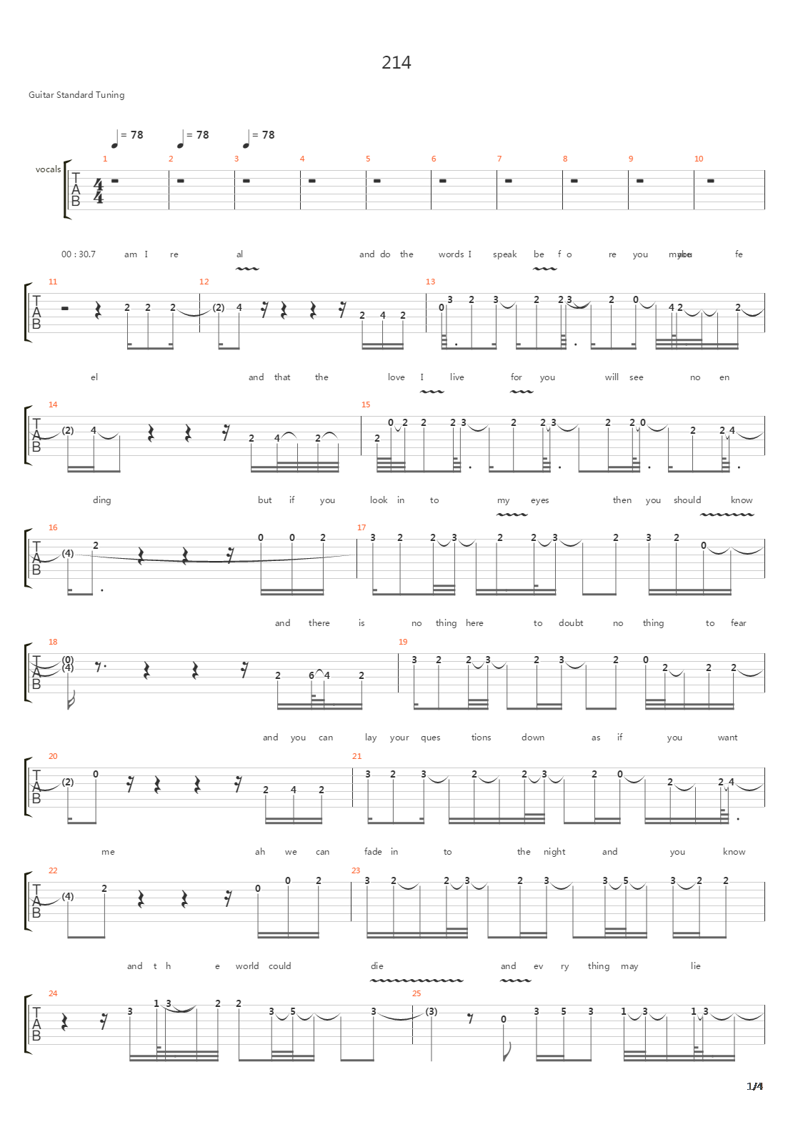 214吉他谱