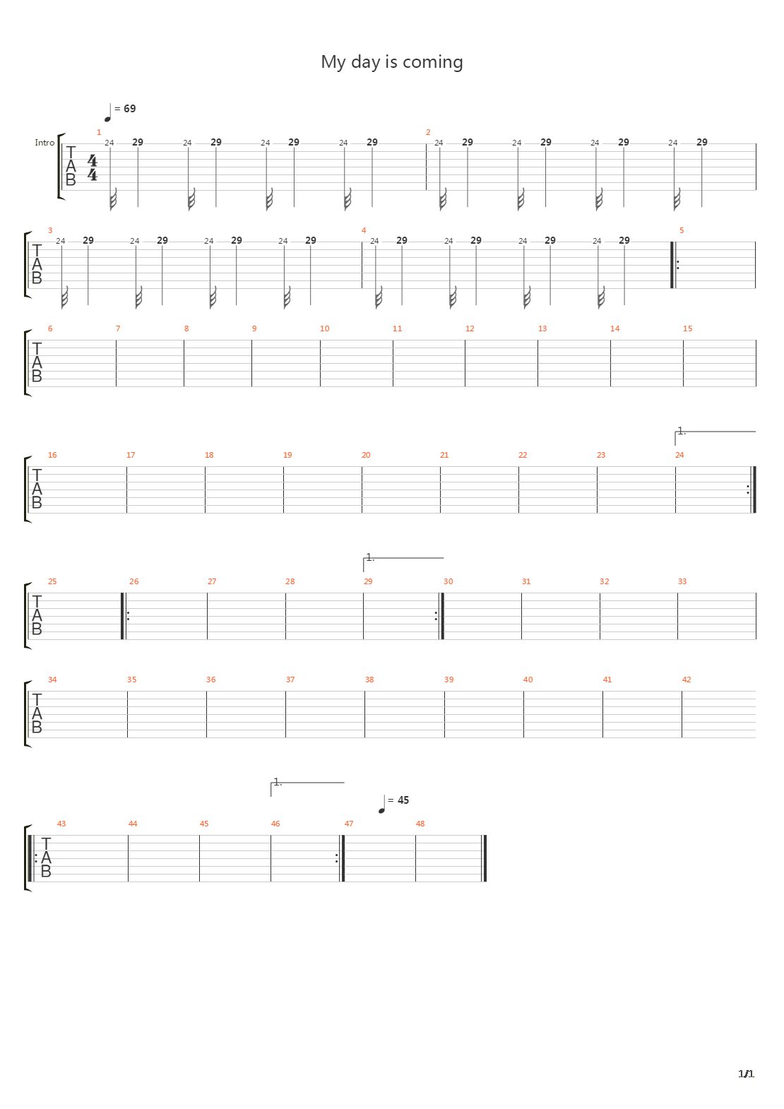 My Day Is Coming吉他谱