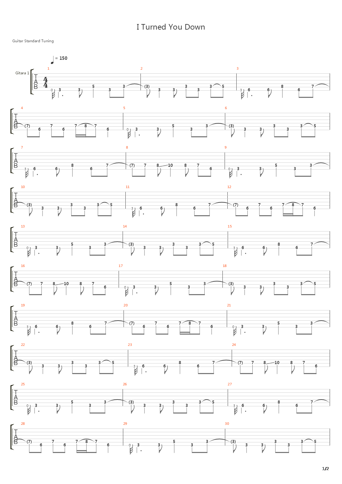 I Turned You Down吉他谱