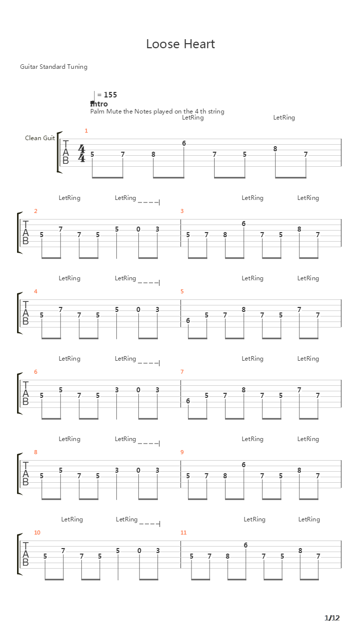 Loose Heart吉他谱