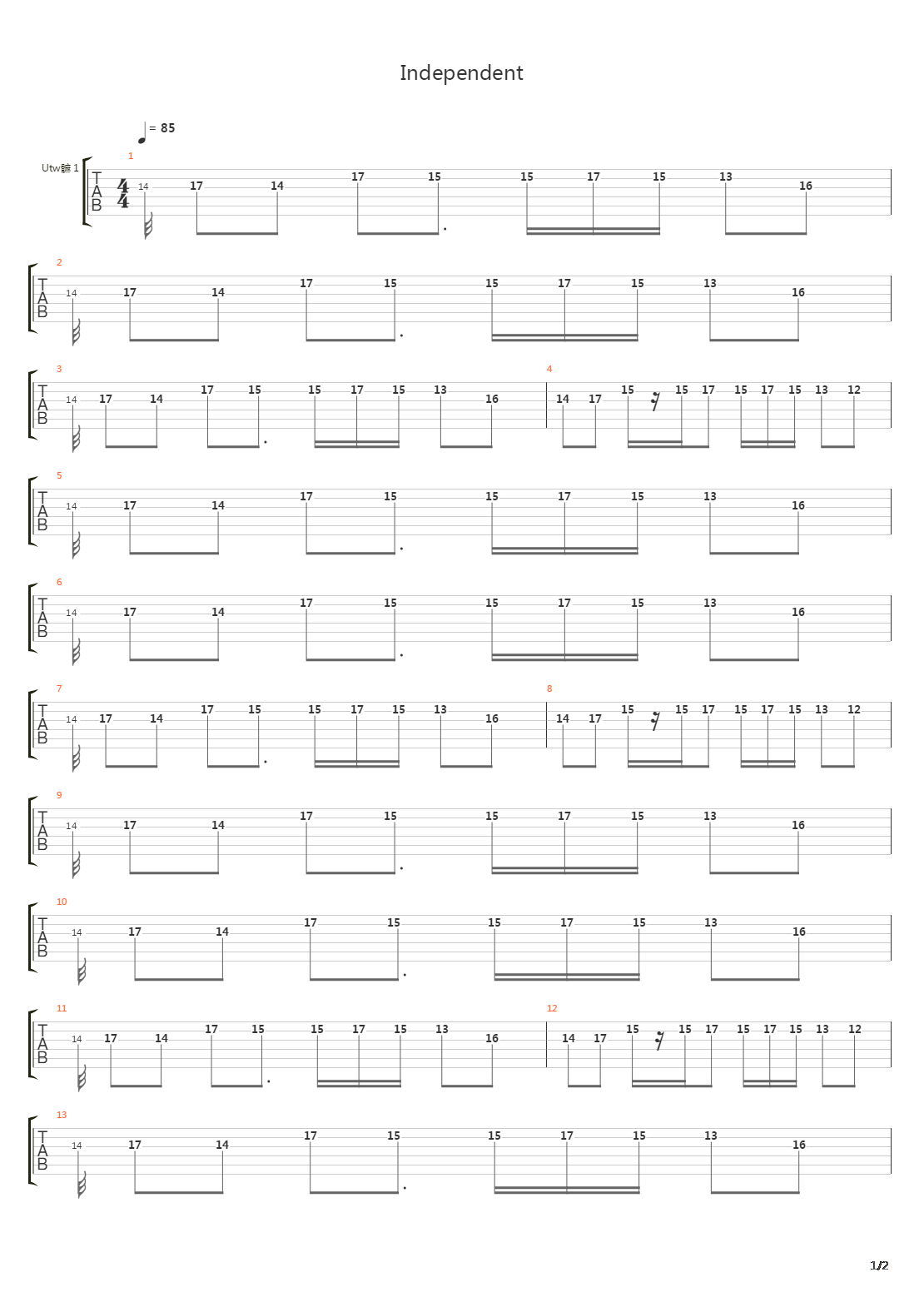 Independent吉他谱