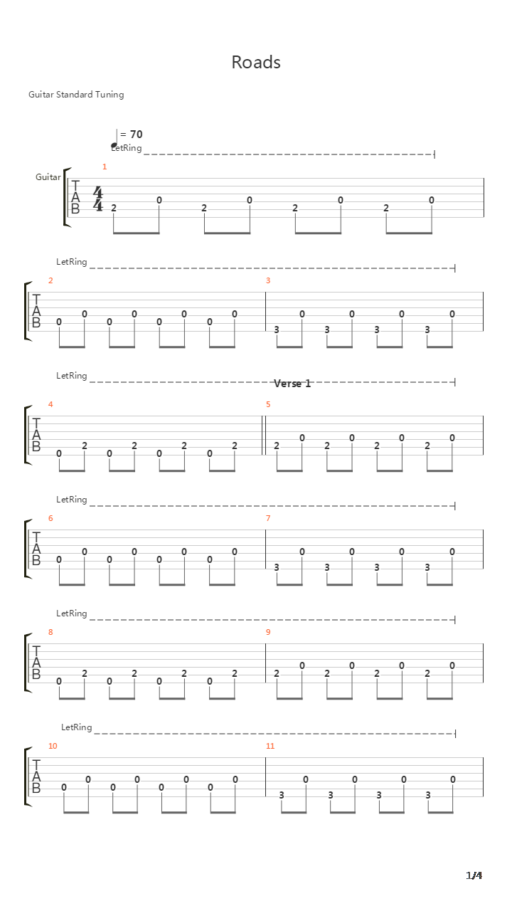 Roads吉他谱