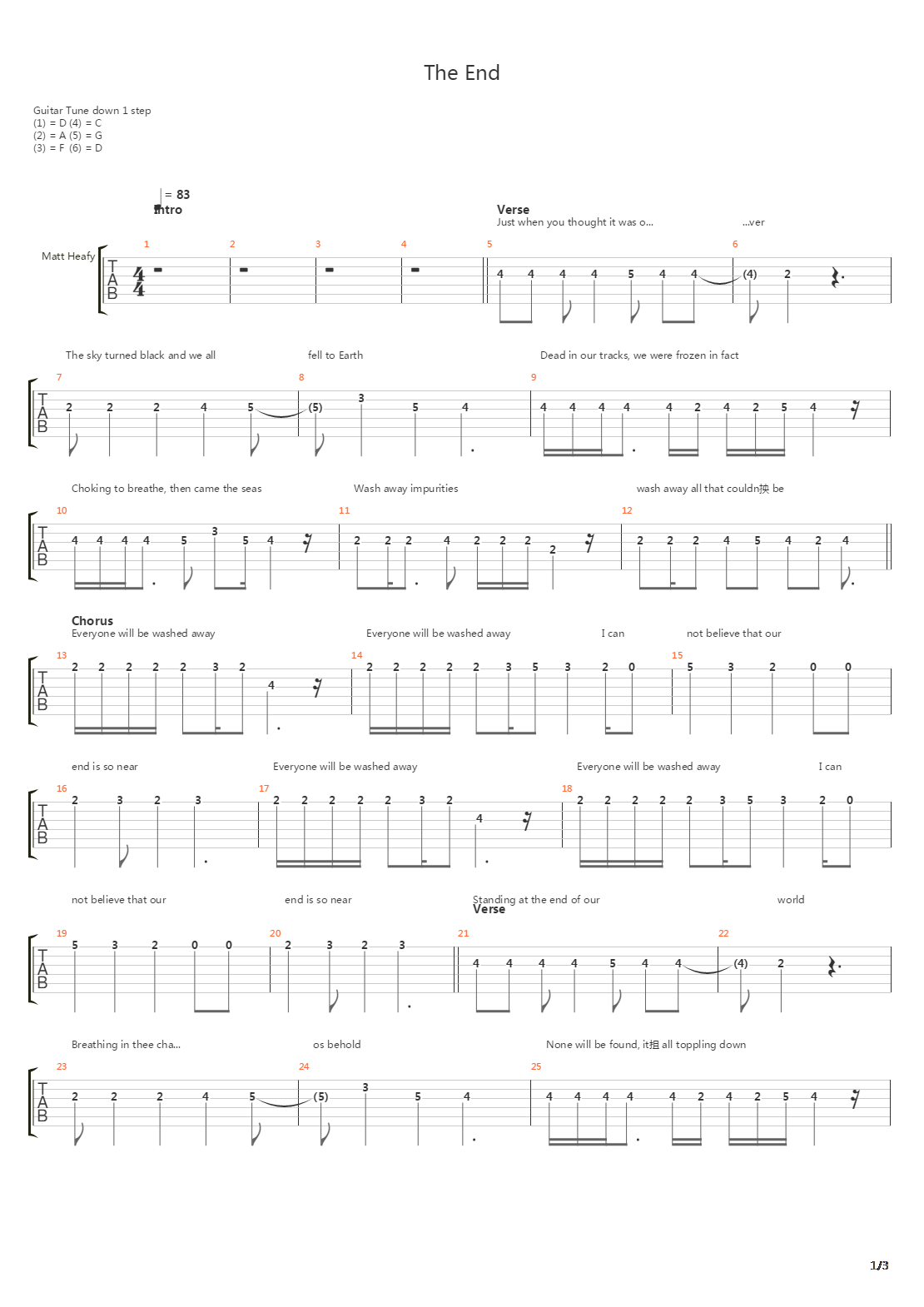 The End吉他谱