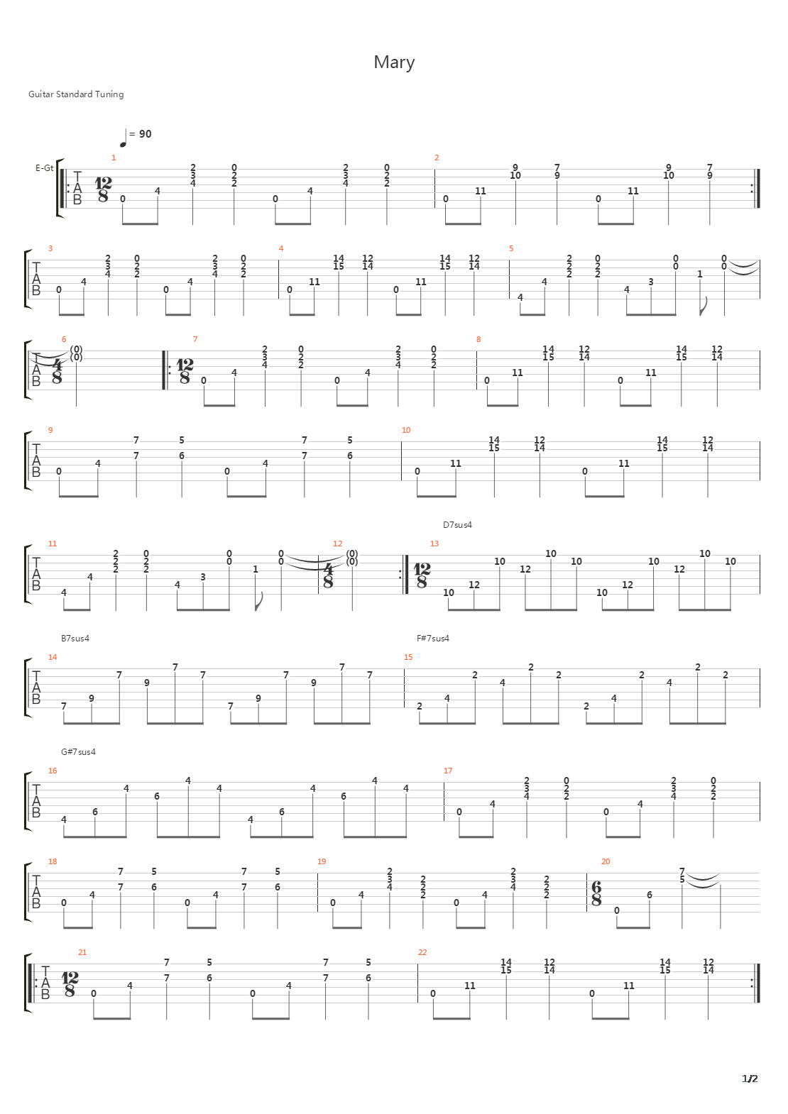 Mary吉他谱