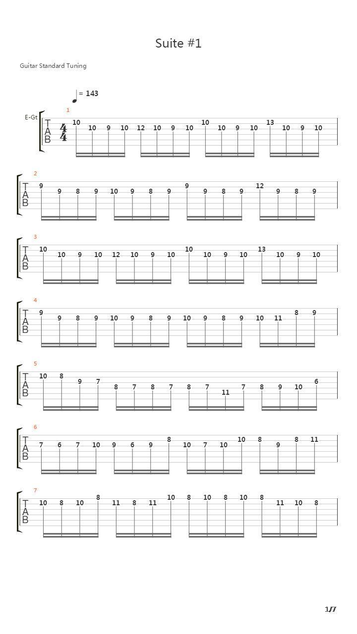 Suite No1吉他谱