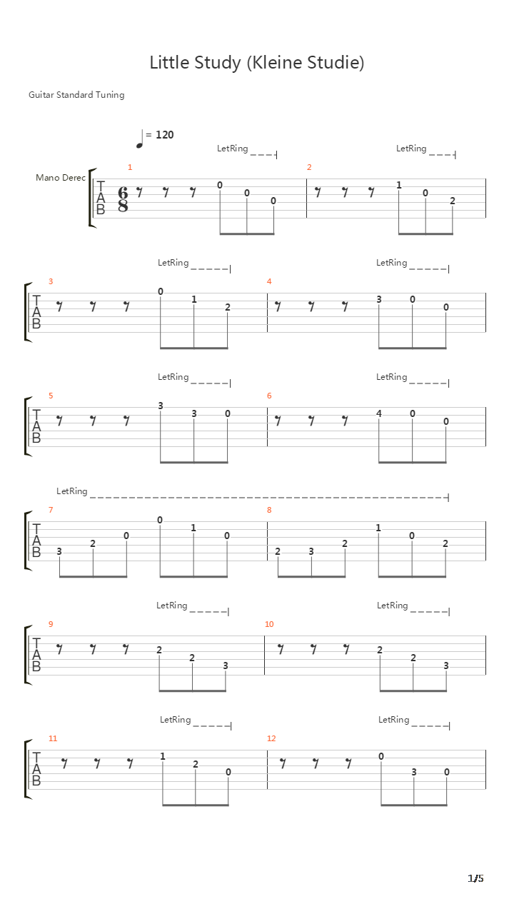 Little Study Opus 68 Number 14 Kleine Studie吉他谱