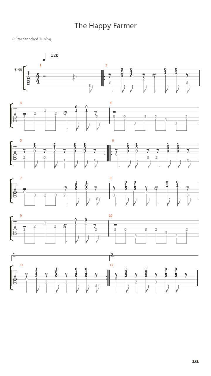 The Happy Farmer吉他谱