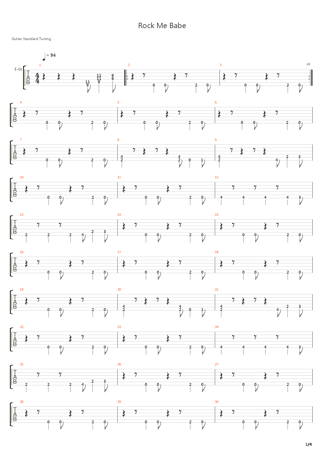 Rock Me Babe吉他谱