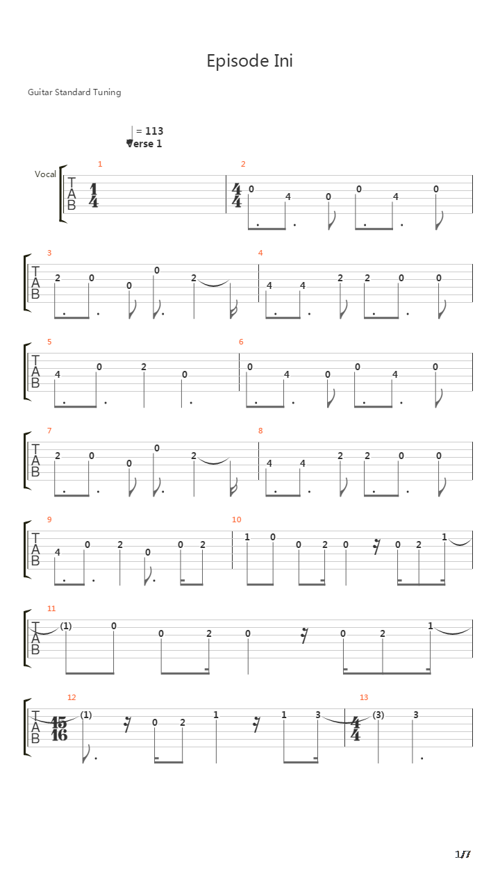 Episode Ini吉他谱