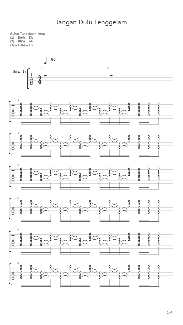 Jangan Dulu Tenggelam吉他谱